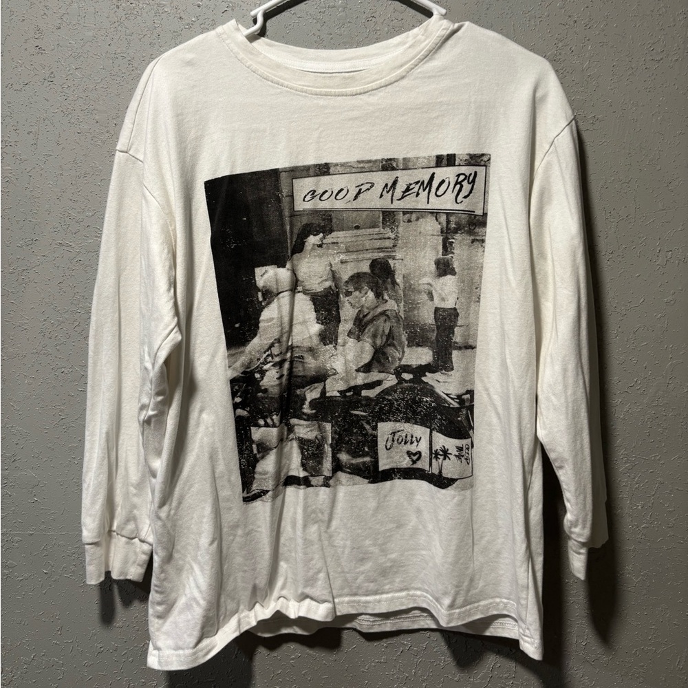 White Graphic Long Sleeve Shirt